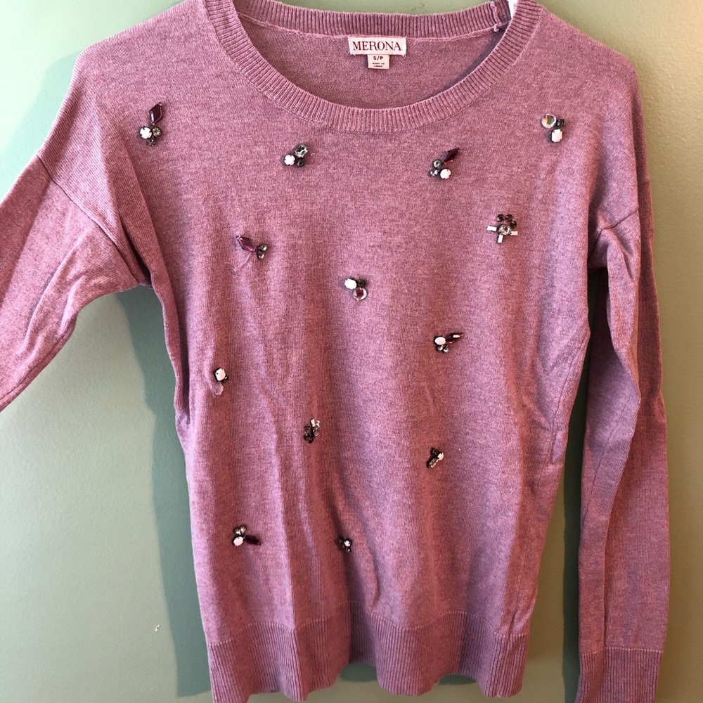 Lavender Beaded Merona Sweater size XS